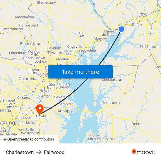 Charlestown to Fairwood map