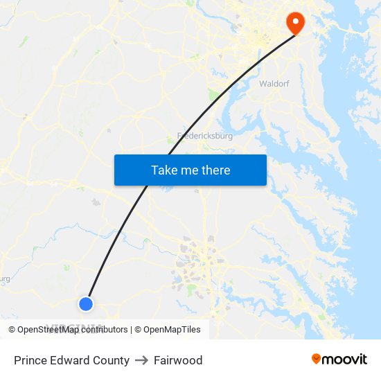 Prince Edward County to Fairwood map