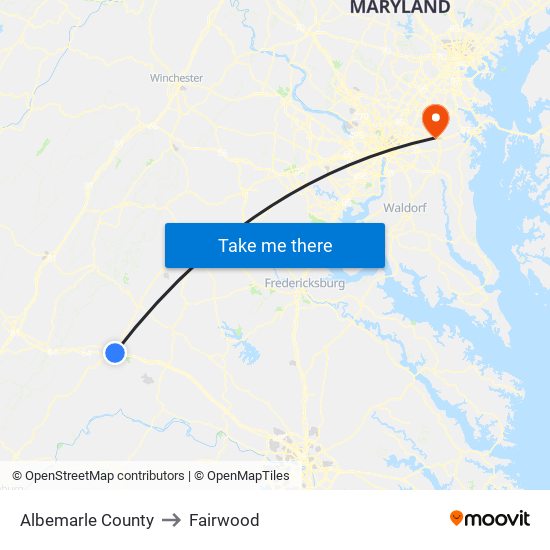 Albemarle County to Fairwood map