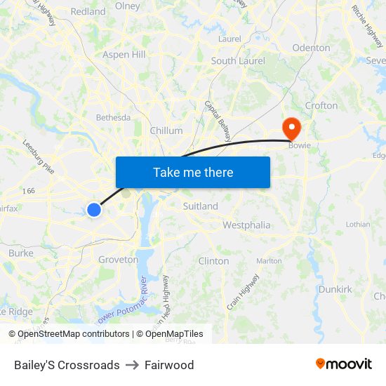 Bailey'S Crossroads to Fairwood map