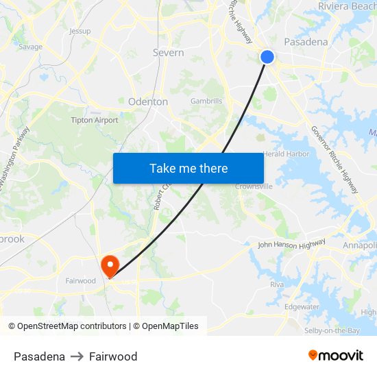 Pasadena to Fairwood map