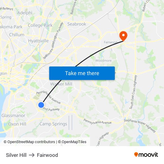 Silver Hill to Fairwood map