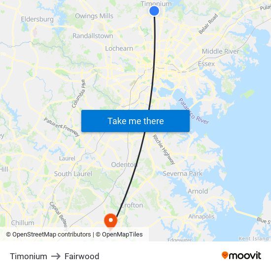 Timonium to Fairwood map