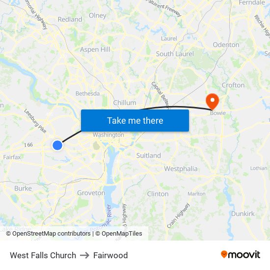 West Falls Church to Fairwood map