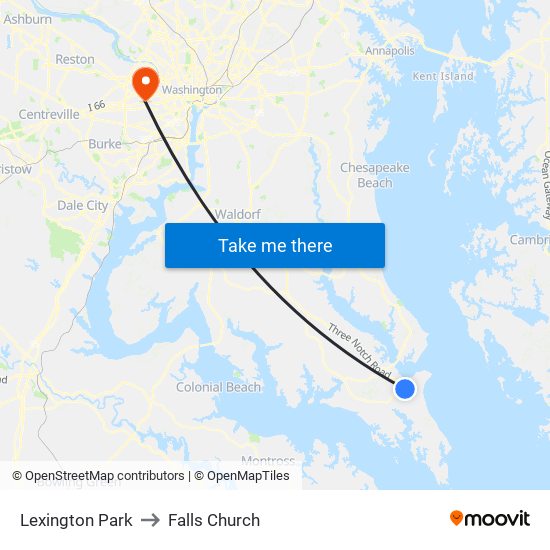 Lexington Park to Falls Church map