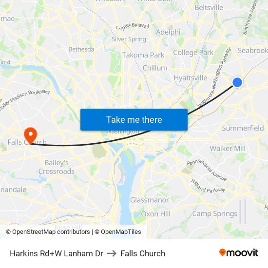 Harkins Rd+W Lanham Dr to Falls Church map