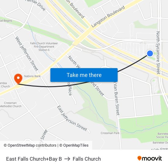 East Falls Church+Bay B to Falls Church map