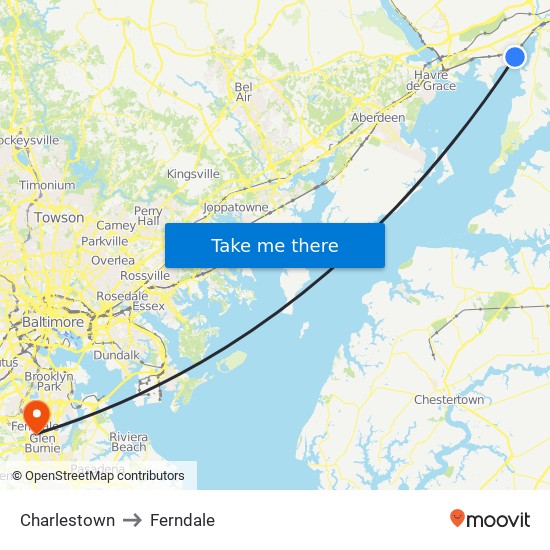 Charlestown to Ferndale map