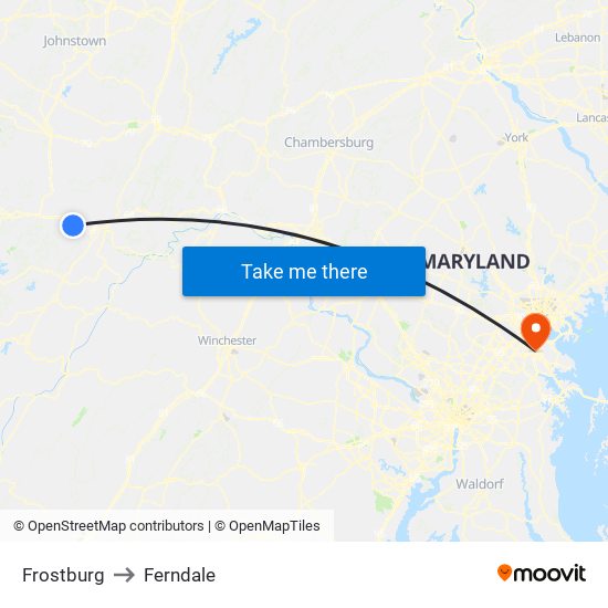 Frostburg to Ferndale map