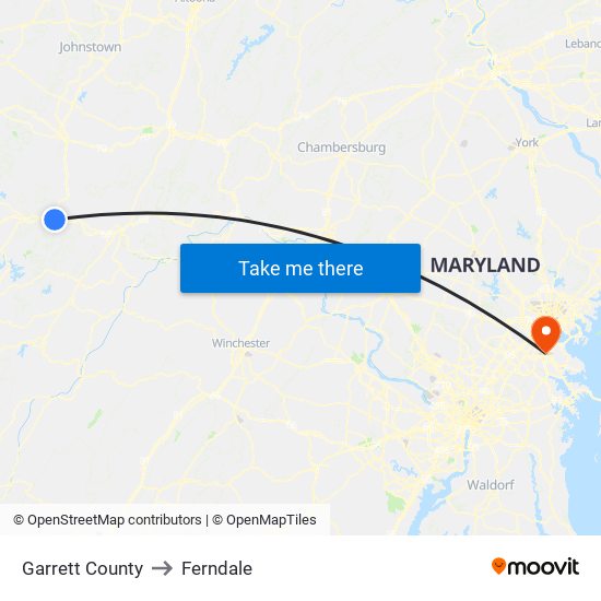 Garrett County to Ferndale map