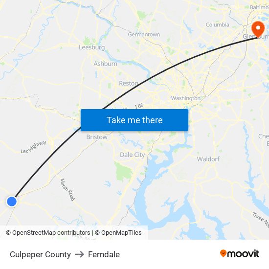 Culpeper County to Ferndale map