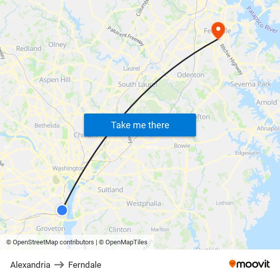 Alexandria to Ferndale map