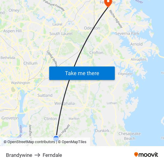 Brandywine to Ferndale map