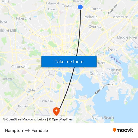 Hampton to Ferndale map