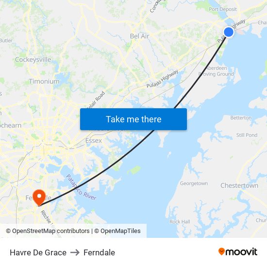 Havre De Grace to Ferndale map