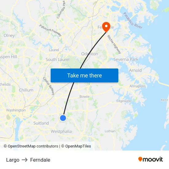 Largo to Ferndale map