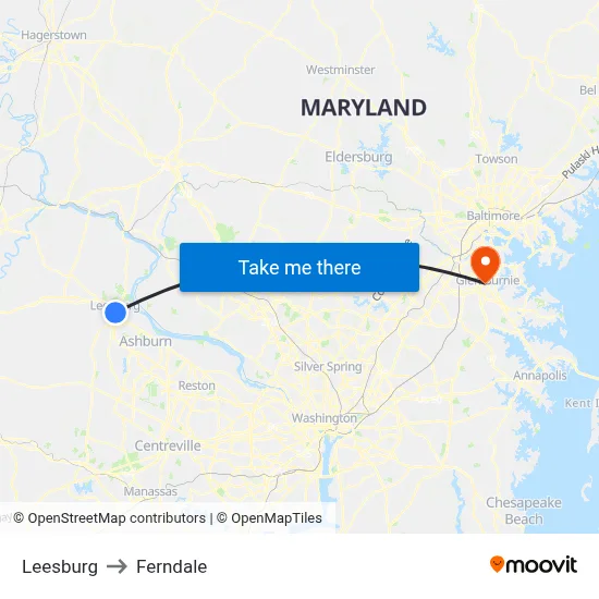 Leesburg to Ferndale map