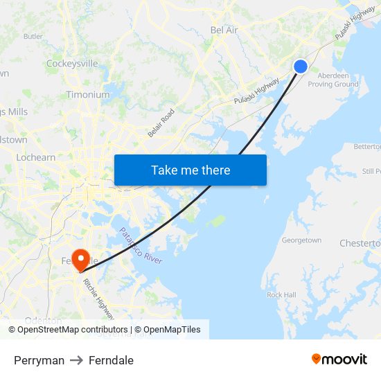 Perryman to Ferndale map