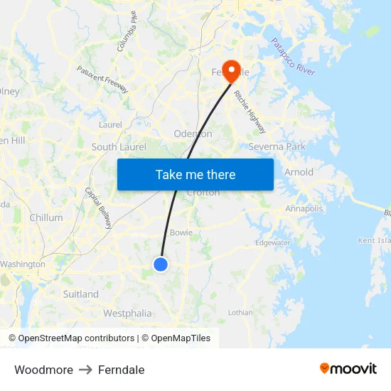 Woodmore to Ferndale map