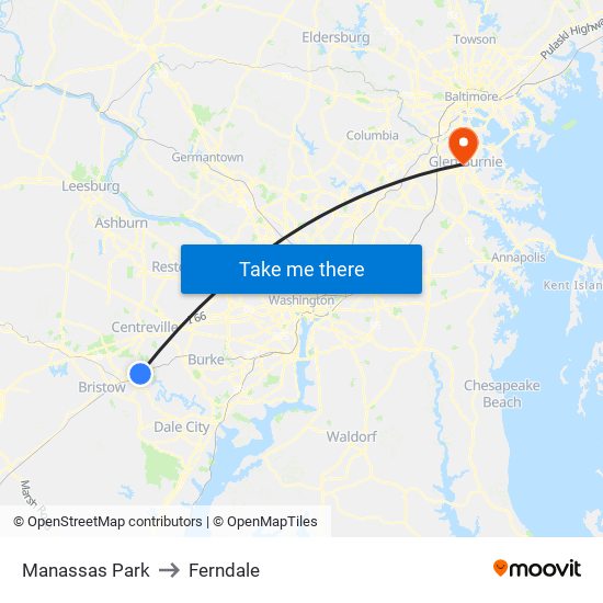 Manassas Park to Ferndale map