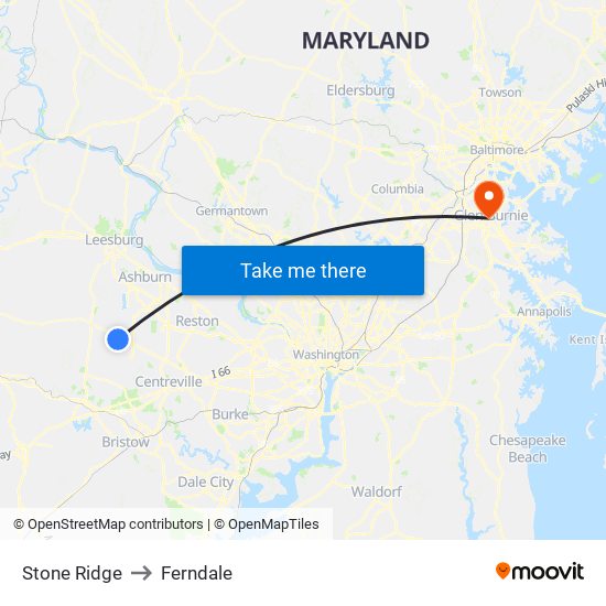 Stone Ridge to Ferndale map