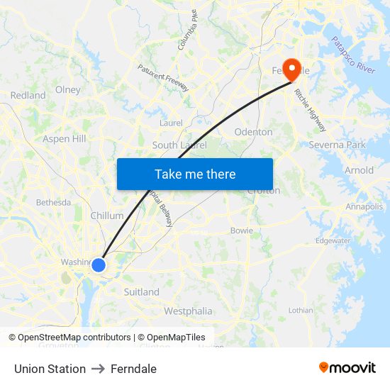 Union Station to Ferndale map