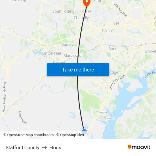 Stafford County to Floris map