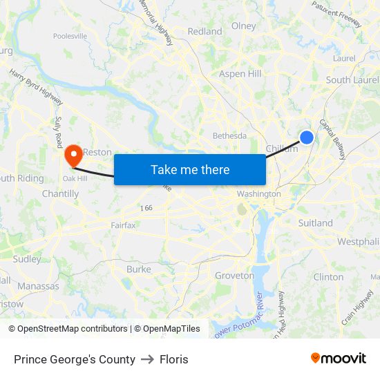 Prince George's County to Floris map