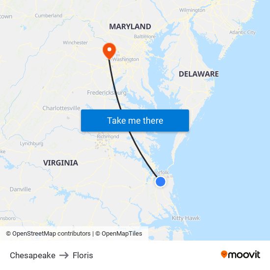 Chesapeake to Floris map