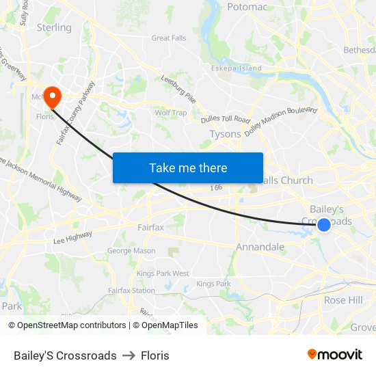 Bailey'S Crossroads to Floris map