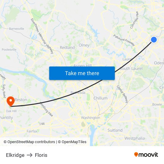 Elkridge to Floris map