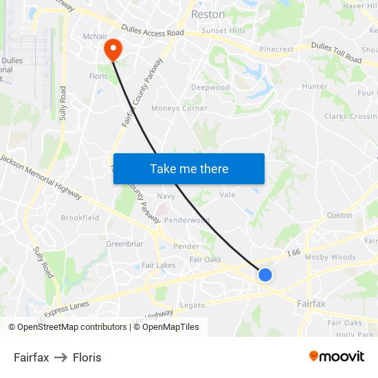 Fairfax to Floris map