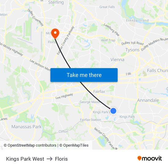 Kings Park West to Floris map