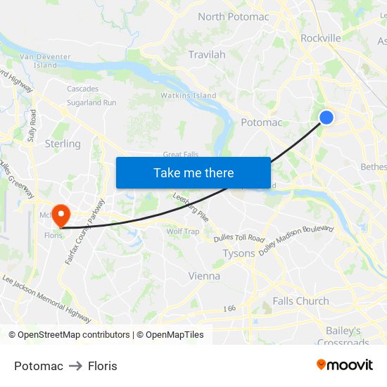 Potomac to Floris map