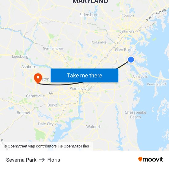 Severna Park to Floris map