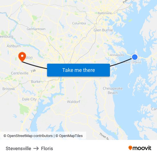 Stevensville to Floris map