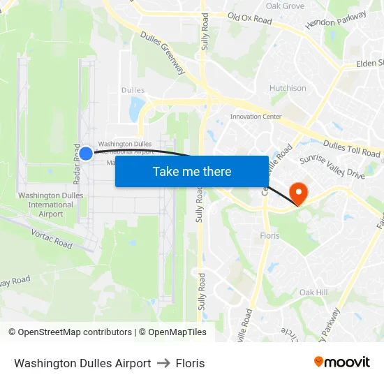 Washington Dulles Airport to Floris map