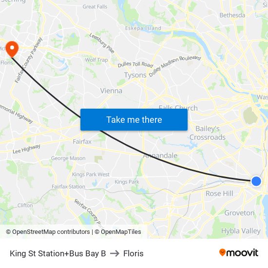 King St Station+Bus Bay B to Floris map
