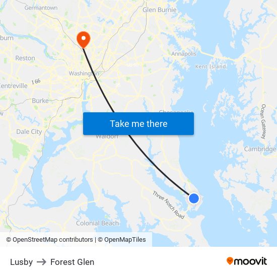 Lusby to Forest Glen map