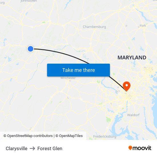 Clarysville to Forest Glen map