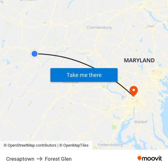Cresaptown to Forest Glen map