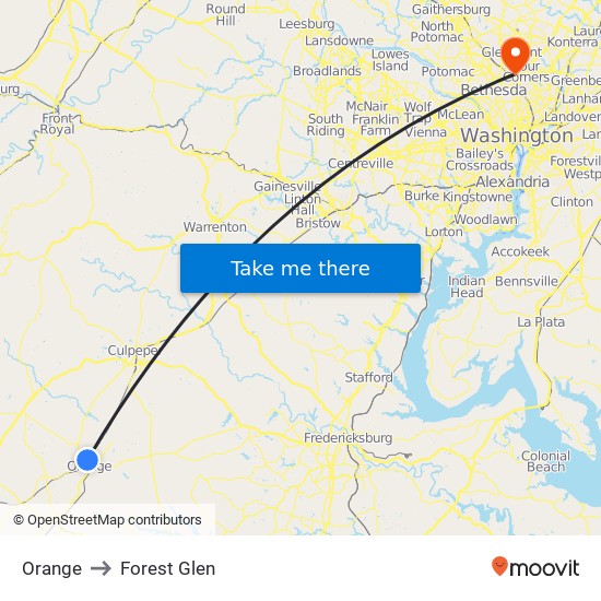 Orange to Forest Glen map