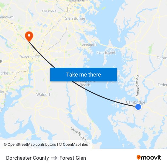 Dorchester County to Forest Glen map
