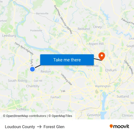 Loudoun County to Forest Glen map