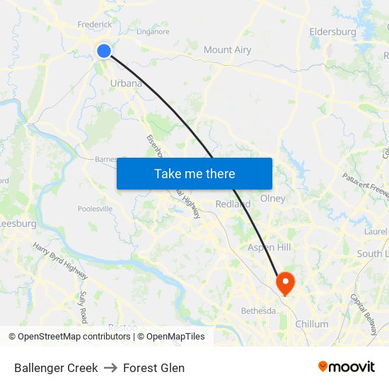 Ballenger Creek to Forest Glen map