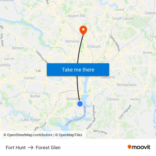 Fort Hunt to Forest Glen map