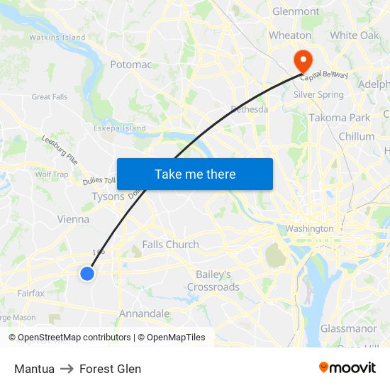 Mantua to Forest Glen map