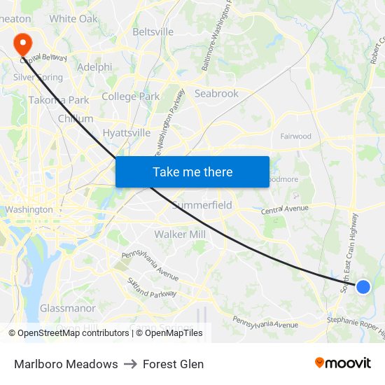 Marlboro Meadows to Forest Glen map