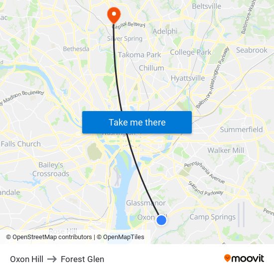 Oxon Hill to Forest Glen map