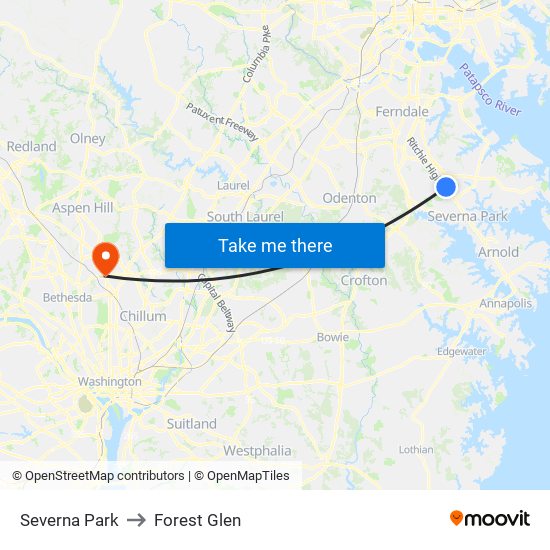 Severna Park to Forest Glen map